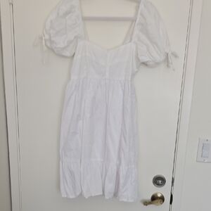 Elegant White Puff Sleeve Kids Dress